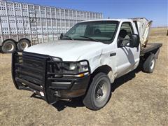 2002 Ford F250 Super Duty 4x4 Flatbed Pickup W/Cake Feeder 