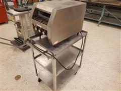 Hatco TQ-700H Toast-Qwik Conveyor Toaster And S/S Rolling Cart 