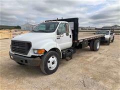 2000 Ford F650 XL Super Duty S/A Flatbed Dump Truck 