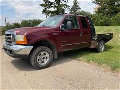 2000 Ford F250 Super Duty 4x4 Extended Cab Flatbed Pickup 