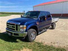 2009 Ford F250 XLT Super Duty 4x4 Crew Cab Flatbed Pickup 