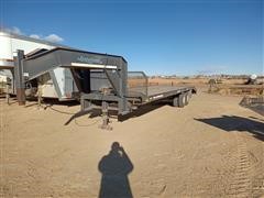 1996 Arrowhead 30' T/A Dual Gooseneck Flatbed Trailer With Ramps 