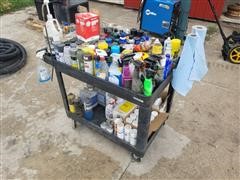 Shop Cart, Paint, Cleaners & A/C Liquids 