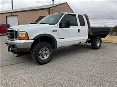 2001 Ford F250 Lariat Super Duty 4x4 4-Door Extended Cab Flatbed Pickup 