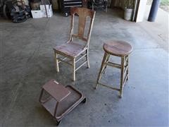 Sit-On Creeper, Wooden Shop Chair & Stool 