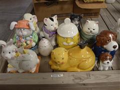 Large Quantity Of Animal Cookie Jars 