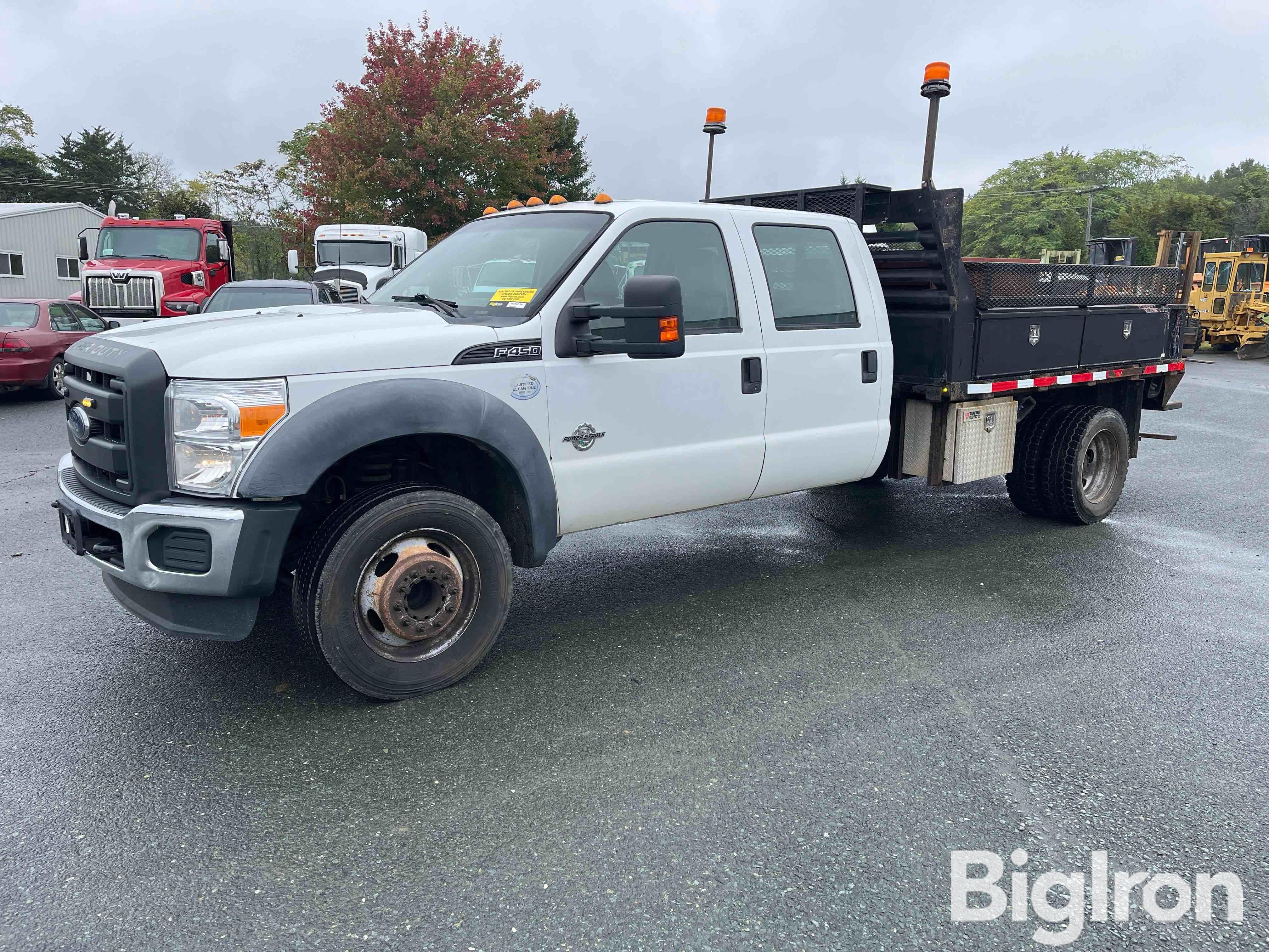 2011 Ford F450 XL Super Duty 2WD Crew Cab Flatbed Service Truck 