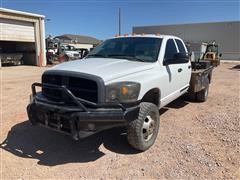 2007 Dodge RAM 3500 4x4 Crew Cab Dually Flatbed Pickup W/Roustabout Bed 
