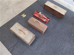 Old Assorted Metal And Wood Tool Boxes 