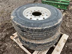 Bridgestone 315/80R22.5 Truck Tires On Aluminum Wheels 