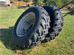 Goodyear 18.4-38 Tractor Tires On Dual Rims 