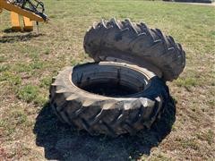 13.6-38 Rear Tractor Tires On Clamp-on Rims 