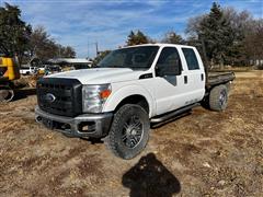 2011 Ford F350 4x4 Crew Cab Flatbed Pickup 