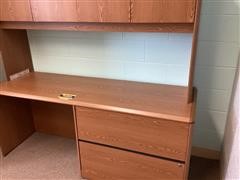 Wooden Desk W/Upper Cabinets 