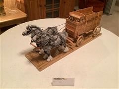 Percheron Draft Team With Grain Wagon 