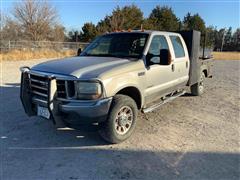 2004 Ford F350 Super Duty 4x4 Crew Cab Flatbed Service Utility Pickup 