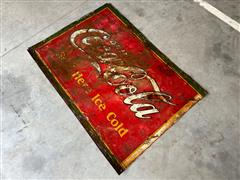 Embossed Coca-Cola Vintage Metal Sign 