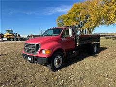 2000 Ford F650 S/A Flatbed Dump Truck 