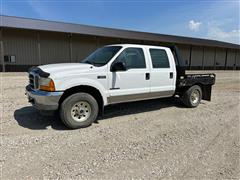 2001 Ford F250 Super Duty 4x4 Crew Cab Flatbed Pickup 