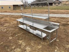 Stainless Steel 13’ Butcher Counter W/Sink 