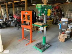 2006 Woodtek CH25 Drill Press And 20T Shop Press 