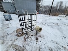 Tire Changing Cage, Barrel Cart, Rims 