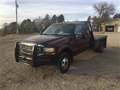1999 Ford F350 Super Duty 4x4 Extended Cab Flatbed Pickup 