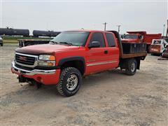 2005 GMC Sierra 2500 HD 4x4 Extended Cab Flatbed Service Truck 