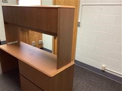 Wood Desk & Top Shelf 