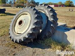 BF Goodrich Silvertown 18.4x38 Bar Tires On 9-Bolt Dual Rims 