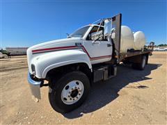 1997 GMC C7500 S/A Flatbed Truck W/Poly Tanks 