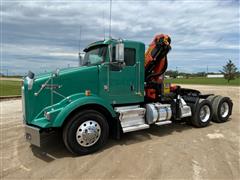 2009 Kenworth T800 T/A Day Cab Truck Tractor W/Knuckle Boom Crane 