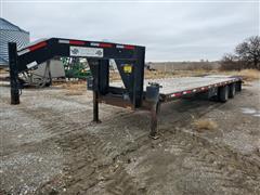 2013 Finish Line T/A Flatbed Trailer W/Hydraulic Tail Ramp 