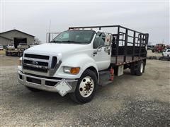2012 Ford F650 S/A Flatbed Truck W/Utility Rack & Tommy Lift 