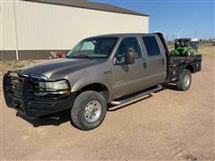 2004 Ford F350 XLT Super Duty 4x4 Crew Cab Flatbed Service Truck 