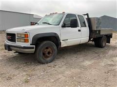 2000 GMC 3500 4x4 Extended Cab Flatbed Dually Pickup 