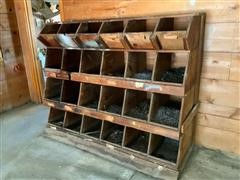 Wooden Storage Bins With Contents 