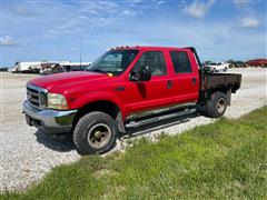 2001 Ford F350 XLT Super Duty 4x4 Crew Cab Flatbed Pickup 