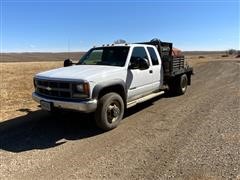 1996 Chevrolet 3500 4x4 Extended Cab Flatbed Service Pickup 