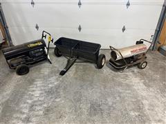 2) Rolling Heaters And Craftsman Lawn Spreader 