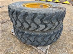 Double Coin 14.00x24 Motor Grader Tires On JD 14 Hole Wheels 