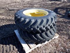 Firestone Super All Traction FWD 13.6x28 Bar Tires On John Deere Wheels 