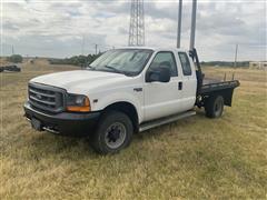 1999 Ford F250 4x4 Extended Cab Flatbed Pickup 