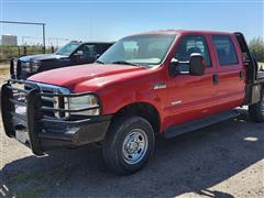 2005 Ford F250 Super Duty 4x4 Crew Cab Flatbed Pickup W/Krogmann Bale Bed 