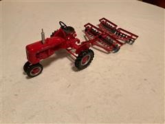 Farmall B 1/16th Scale Toy Tractor With Pull-Type Disk-Harrow 