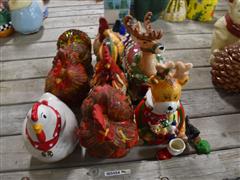 Large Quantity Of Rooster Cookie Jars 