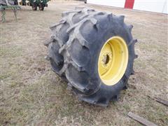 Firestone Champion Spade Grip 18.4x26 Rice Tires On John Deere 8 Bolt Wheels 