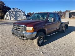 2000 Ford F350 Super Duty 4x4 Extended Cab Flatbed Pickup 