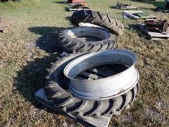 Titan Farm Tractor 11.2x36 Bar Tires On Farmall Rims 