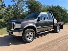 2006 Ford F250 Super Duty Lariat 4x4 Extended Cab Flatbed Pickup W/Diesel 